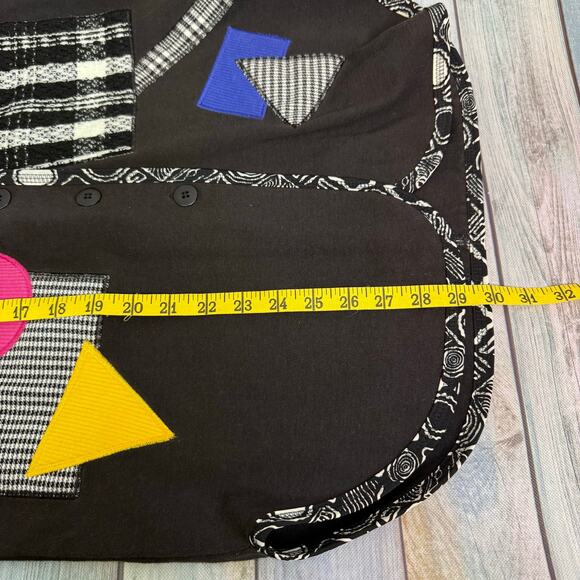 Vintage 90’s Vest Neon Retro Cotton Small Bechamel Patchwork Geometric Shapes - Picture 3 of 9